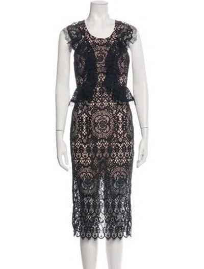 Pre-owned Alexis Lace Pattern Midi Length Dress In Multicolor