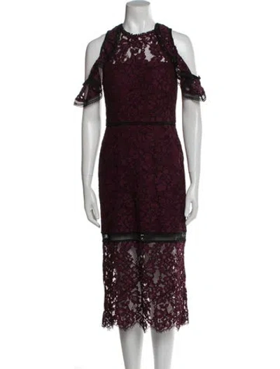 Pre-owned Alexis Lace Pattern Midi Length Dress In Purple