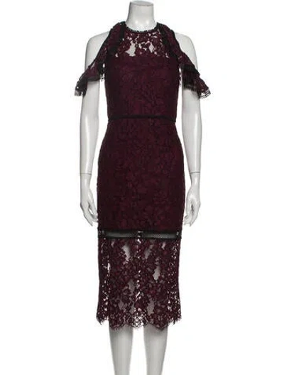 Pre-owned Alexis Lace Pattern Midi Length Dress In Purple