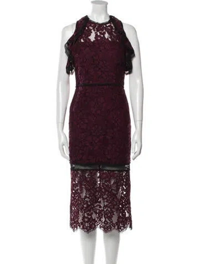 Pre-owned Alexis Lace Pattern Midi Length Dress In Purple