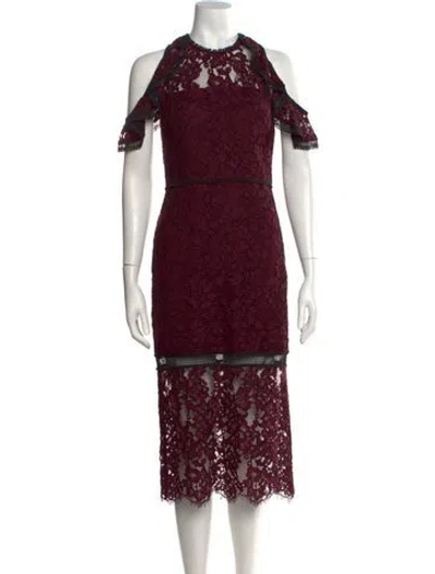 Pre-owned Alexis Lace Pattern Midi Length Dress In Purple