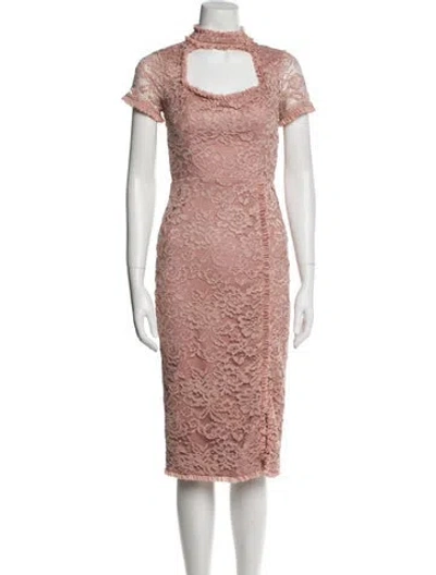 Pre-owned Alexis Lace Pattern Midi Length Dress W/ Tags In Neutral