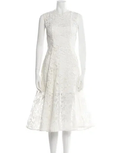 Pre-owned Alexis Lace Pattern Midi Length Dress W/ Tags In Neutrals