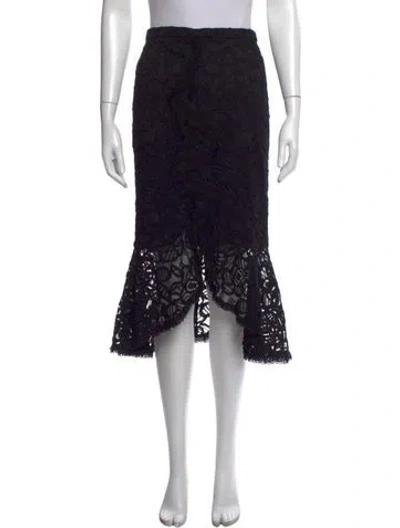 Pre-owned Alexis Lace Pattern Midi Length Skirt In Black