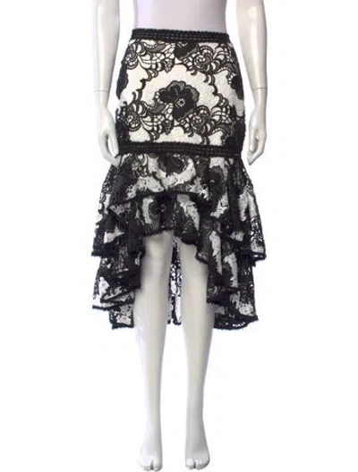 Pre-owned Alexis Lace Pattern Midi Length Skirt In Black/white