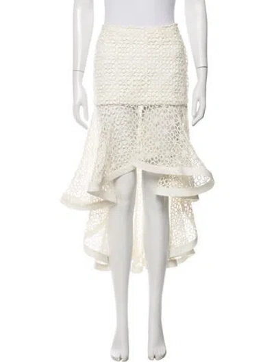 Pre-owned Alexis Lace Pattern Midi Length Skirt In Neutrals