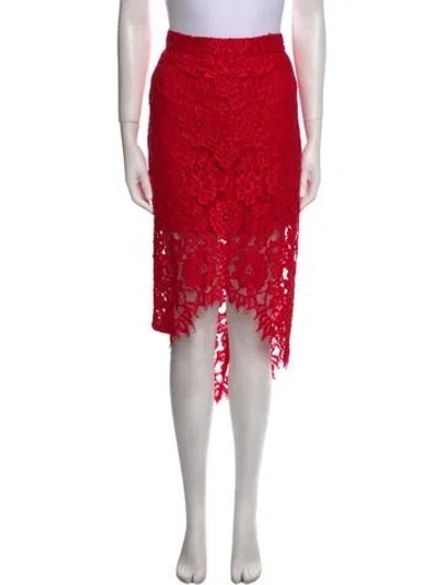 Pre-owned Alexis Lace Pattern Midi Length Skirt In Red