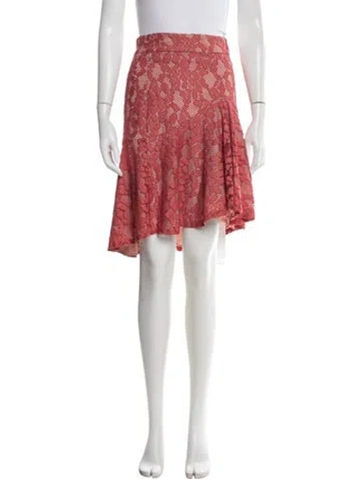 Pre-owned Alexis Lace Pattern Midi Length Skirt In Red