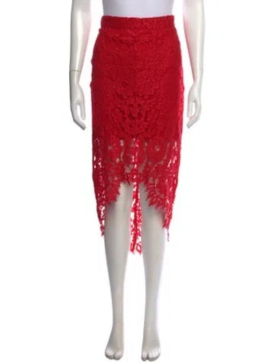 Pre-owned Alexis Lace Pattern Midi Length Skirt In Red