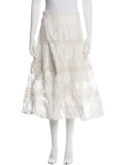 Pre-owned Alexis Lace Pattern Midi Length Skirt In White