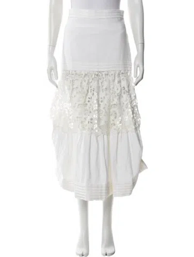 Pre-owned Alexis Lace Pattern Midi Length Skirt In White