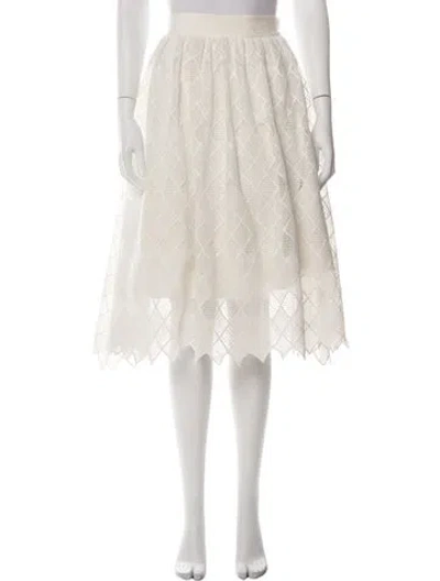 Pre-owned Alexis Lace Pattern Midi Length Skirt In White