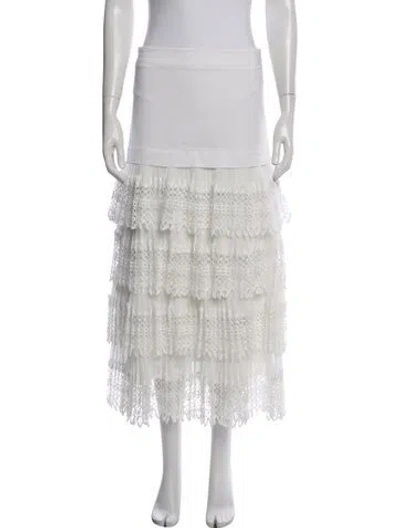 Pre-owned Alexis Lace Pattern Midi Length Skirt In White