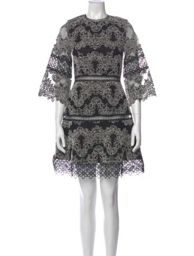 Pre-owned Alexis Lace Pattern Mini Dress In Black
