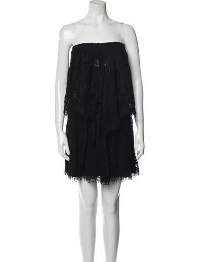 Pre-owned Alexis Lace Pattern Mini Dress In Black