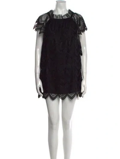 Pre-owned Alexis Lace Pattern Mini Dress In Black