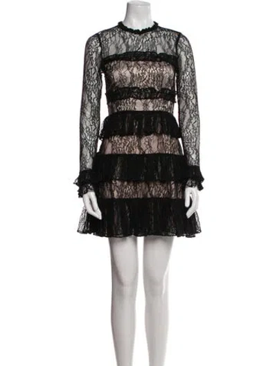 Pre-owned Alexis Lace Pattern Mini Dress In Black