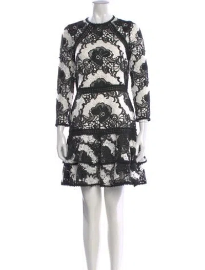 Pre-owned Alexis Lace Pattern Mini Dress In Black