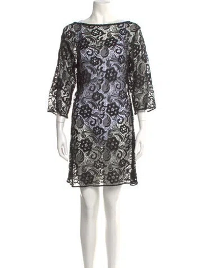 Pre-owned Alexis Lace Pattern Mini Dress In Black