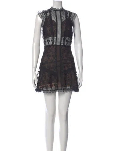 Pre-owned Alexis Lace Pattern Mini Dress In Black