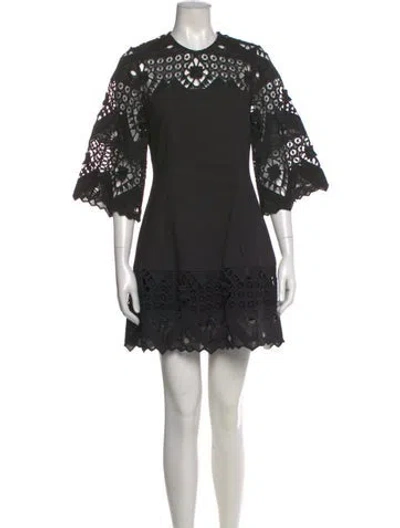 Pre-owned Alexis Lace Pattern Mini Dress In Black