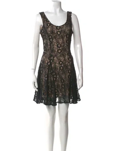 Pre-owned Alexis Lace Pattern Mini Dress In Black