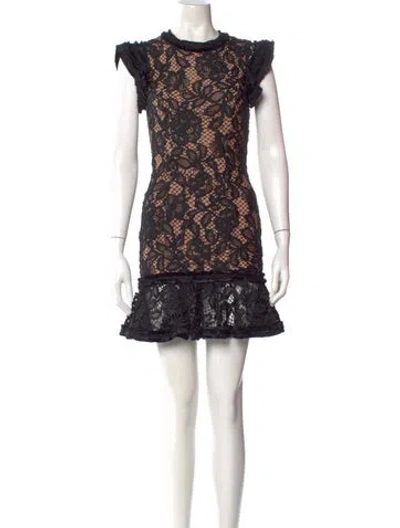Pre-owned Alexis Lace Pattern Mini Dress In Black
