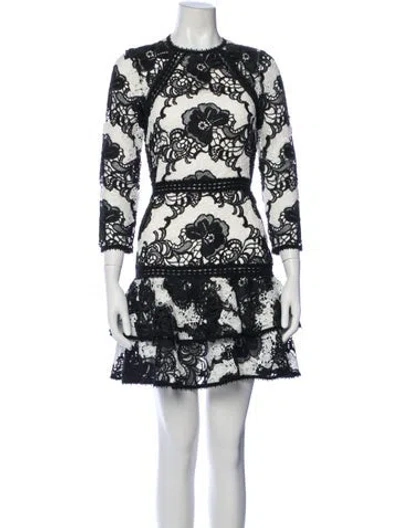 Pre-owned Alexis Lace Pattern Mini Dress In Black