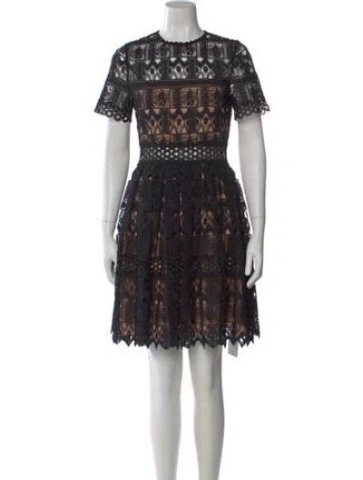 Pre-owned Alexis Lace Pattern Mini Dress In Black