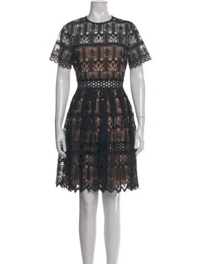 Pre-owned Alexis Lace Pattern Mini Dress In Black