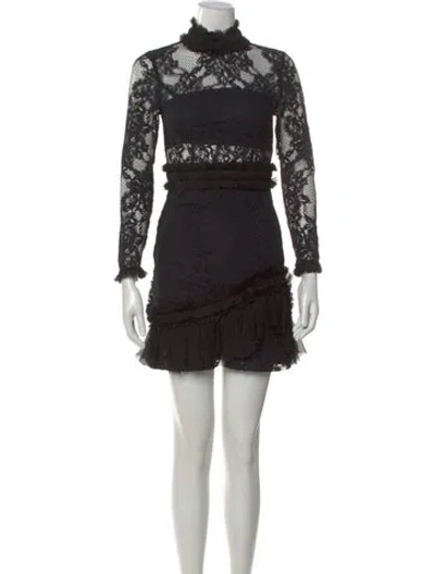 Pre-owned Alexis Lace Pattern Mini Dress In Black