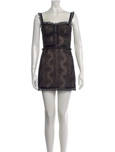 Pre-owned Alexis Lace Pattern Mini Dress In Black