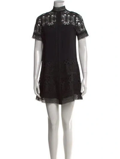 Pre-owned Alexis Lace Pattern Mini Dress In Black