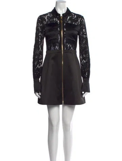 Pre-owned Alexis Lace Pattern Mini Dress In Black