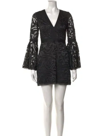 Pre-owned Alexis Lace Pattern Mini Dress In Black