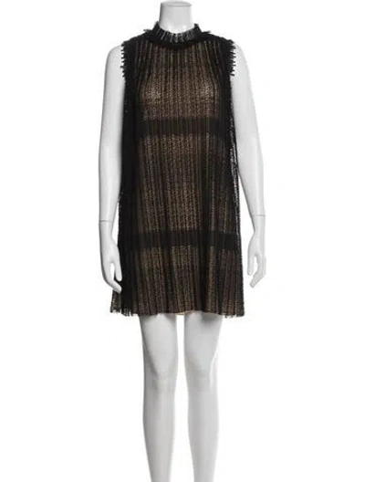 Pre-owned Alexis Lace Pattern Mini Dress In Black