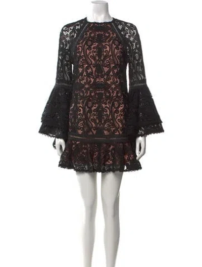 Pre-owned Alexis Lace Pattern Mini Dress In Black