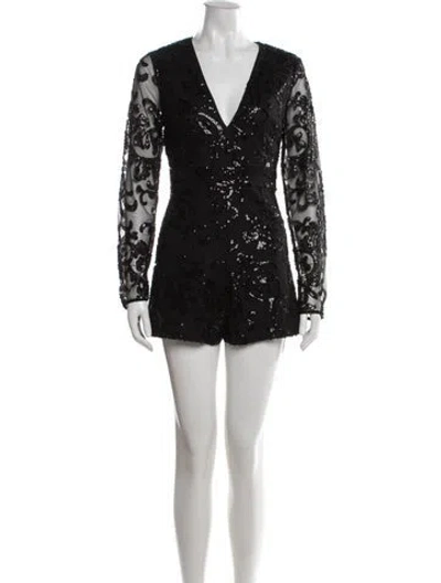 Pre-owned Alexis Lace Pattern Mini Dress In Black