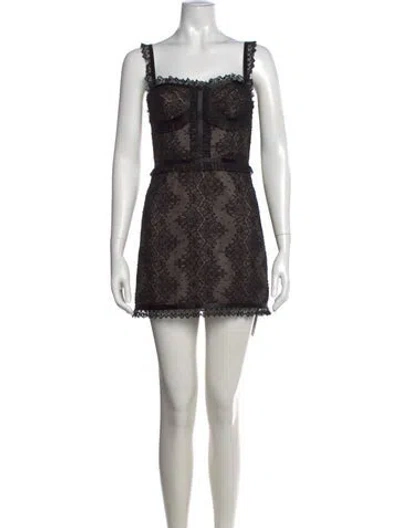 Pre-owned Alexis Lace Pattern Mini Dress In Black