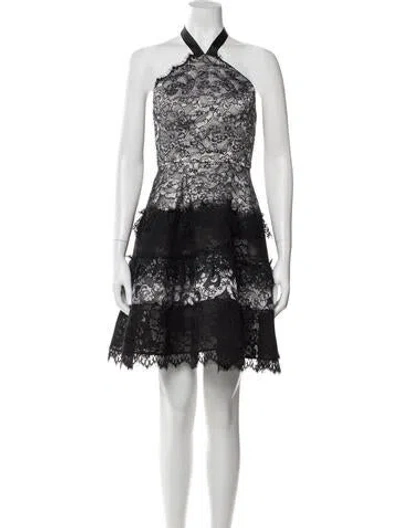 Pre-owned Alexis Lace Pattern Mini Dress In Black