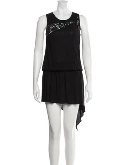 Pre-owned Alexis Lace Pattern Mini Dress In Black
