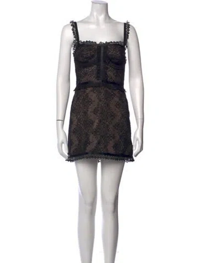 Pre-owned Alexis Lace Pattern Mini Dress In Black