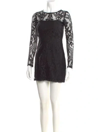 Pre-owned Alexis Lace Pattern Mini Dress In Black