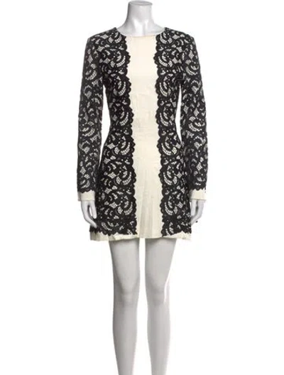 Pre-owned Alexis Lace Pattern Mini Dress In Black