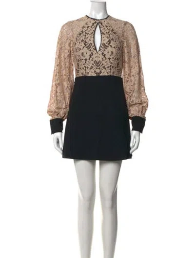 Pre-owned Alexis Lace Pattern Mini Dress In Black