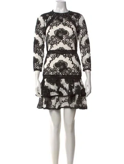 Pre-owned Alexis Lace Pattern Mini Dress In Black
