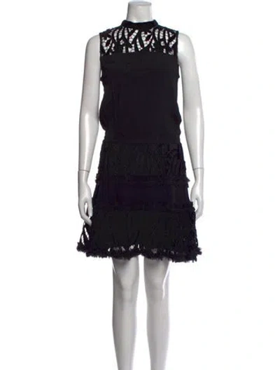 Pre-owned Alexis Lace Pattern Mini Dress In Black