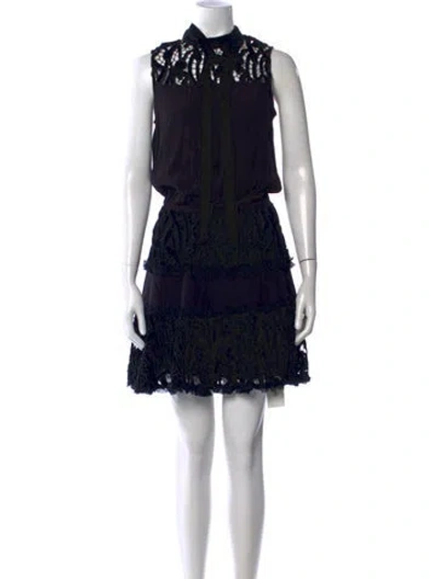 Pre-owned Alexis Lace Pattern Mini Dress In Black
