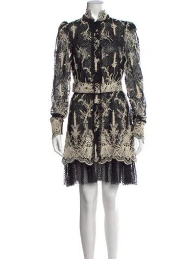 Pre-owned Alexis Lace Pattern Mini Dress In Black/neutrals