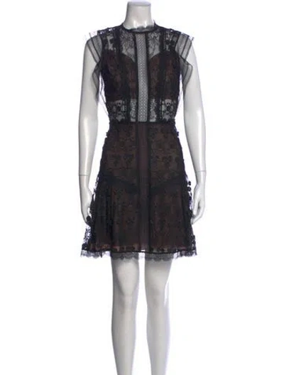 Pre-owned Alexis Lace Pattern Mini Dress In Black/neutrals